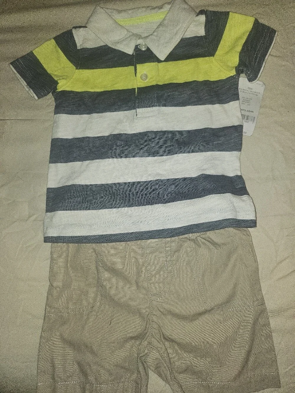 Carter's Striped Polo in Yellow, Cream & Gray 12 Months NWT